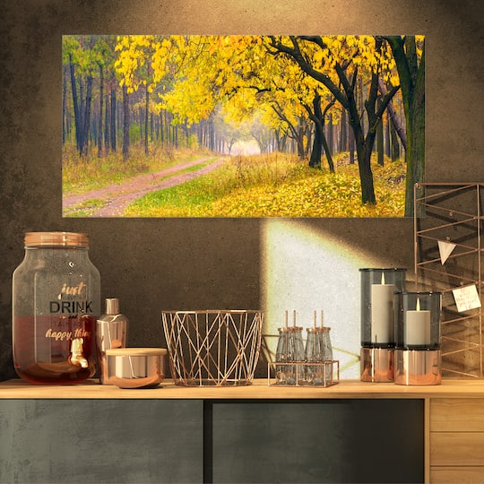Designart - Bright Yellow Autumn Forest